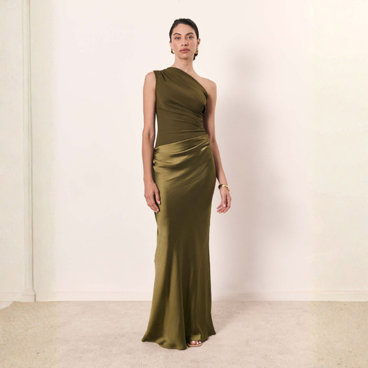 Elegante | Poolside Summer One-Shoulder Drape Dress