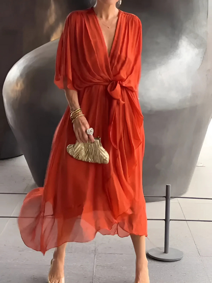Brunilde | Wardrobe-Staple Wrap Midi Craftsmanship Dress