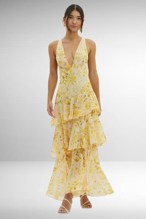 Carolina | Weekend Floral Tiered Drape Dress