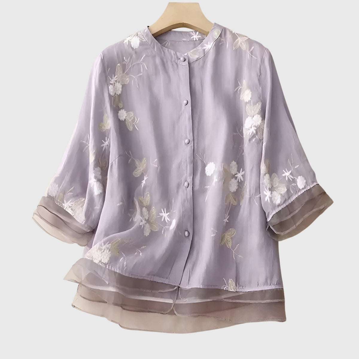 Alexina | Layering Breathable Embroidered Silhouette Top