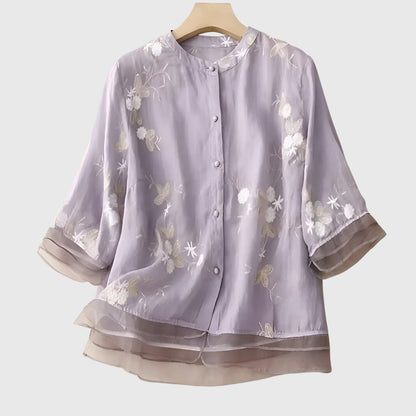 Alexina | Layering Breathable Embroidered Silhouette Top