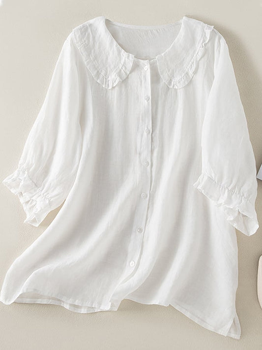 Marisetta | Date-Night Ruffle-Collar Summer Silhouette Shirt