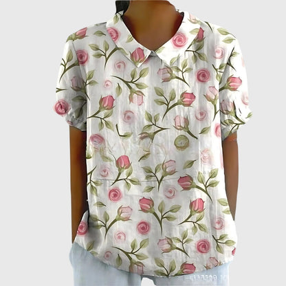 Josalynn | Airy Floral Summer Silhouette Blouse
