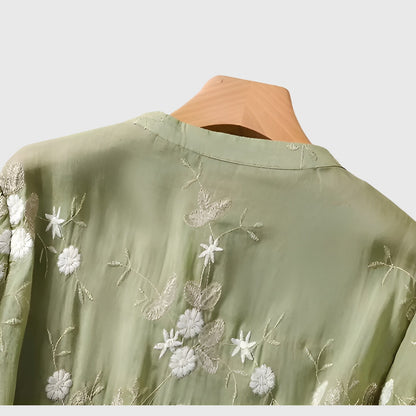 Alexina | Layering Breathable Embroidered Silhouette Top