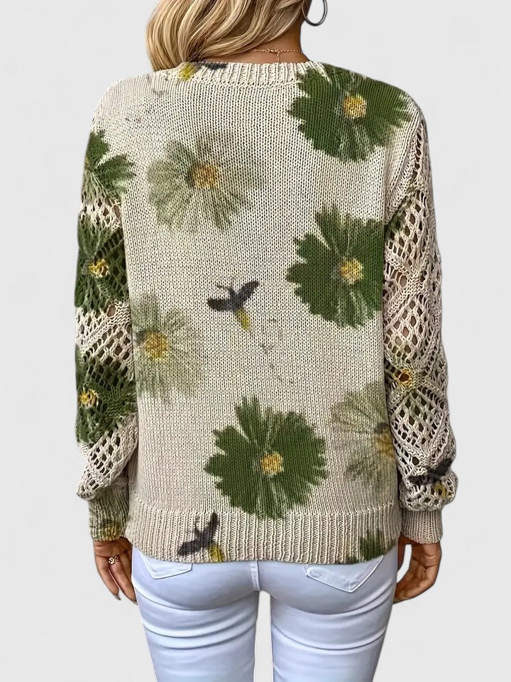 Ameriga | Cold-Weather V-Neck Floral Versatility Cardigan