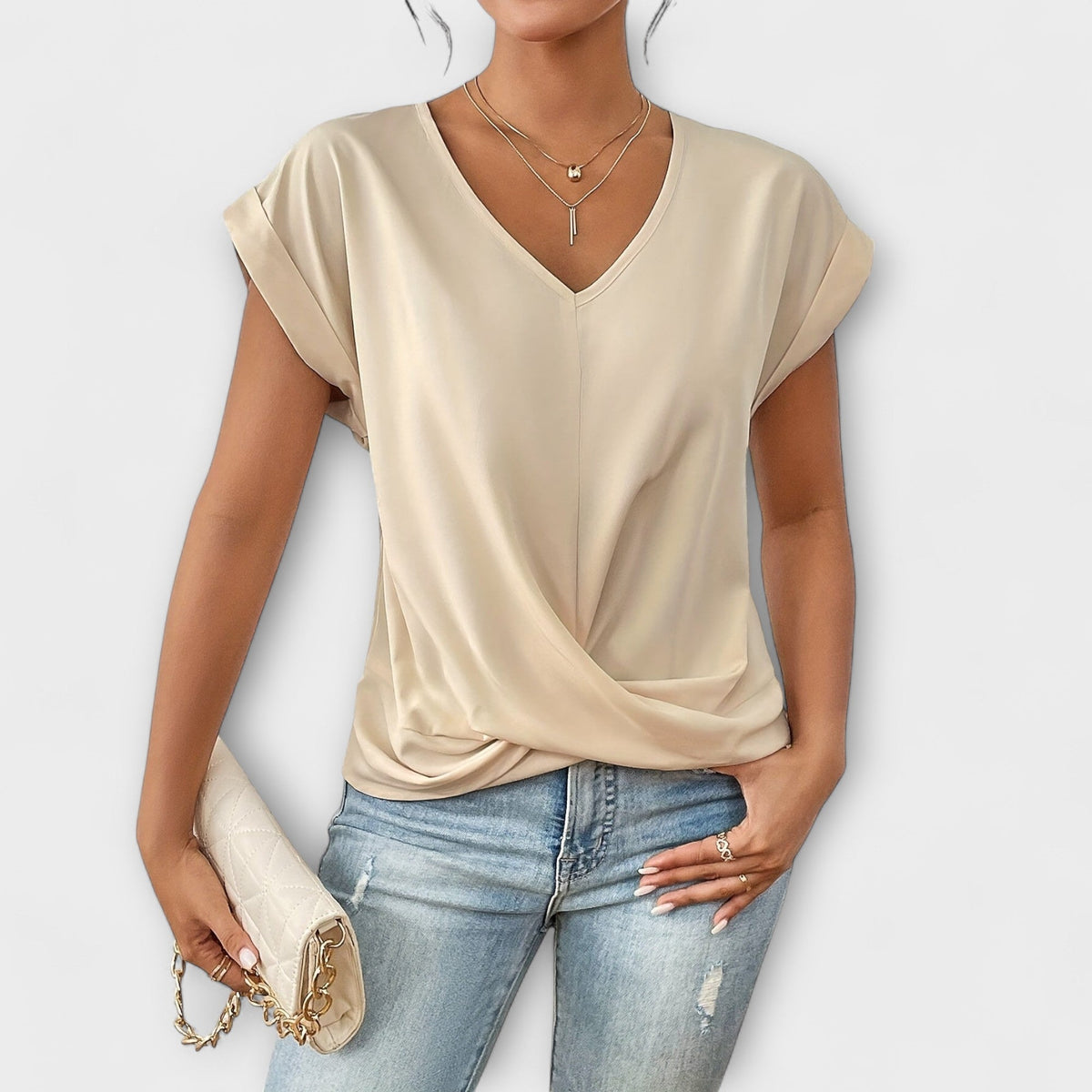 Amelinda | Weekend V-Neck Lightweight Drape Top
