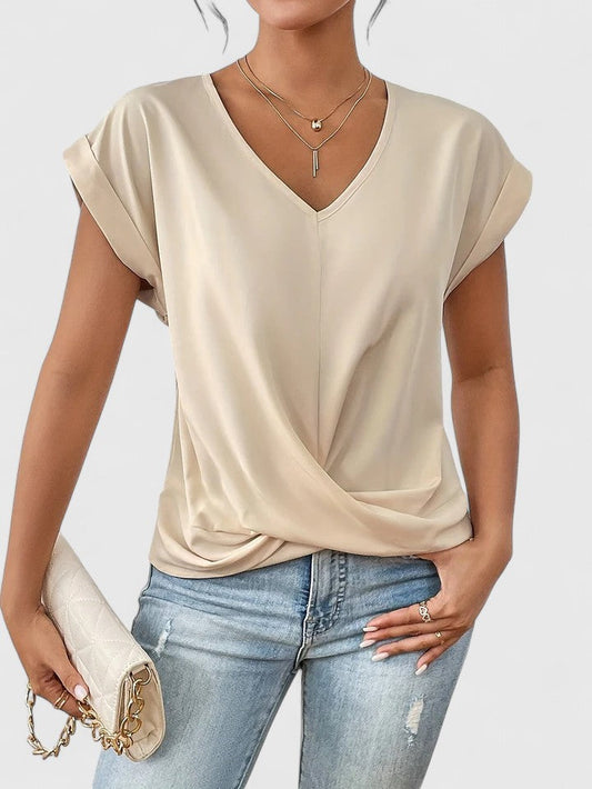Aldea | Airy Twist-Front V-Neck Fit Top