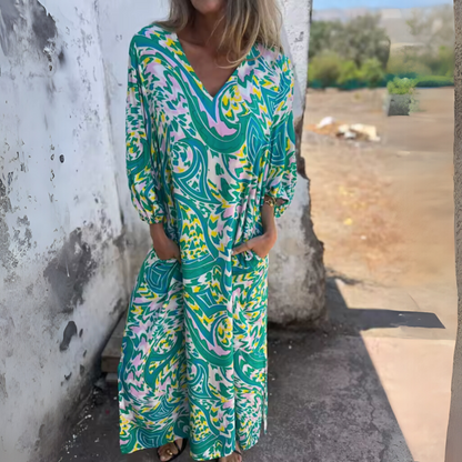 Felicita | Warm-Weather Breathable V-Neck Sensibility Dress