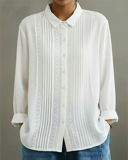 Claire | Lace-Trim Button-Up Top