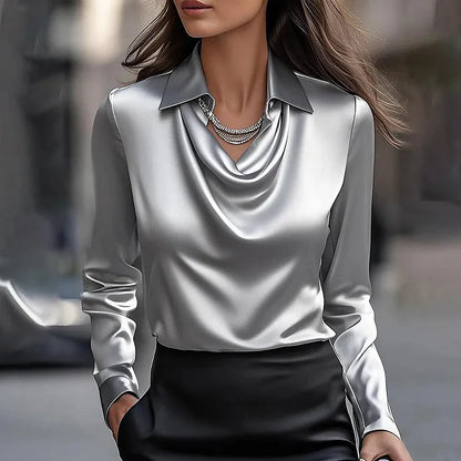 Shannon(TM) | Airy Shiny V-Neck Style Blouse