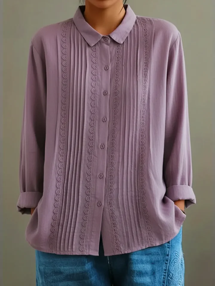 Claire | Lace-Trim Button-Up Top