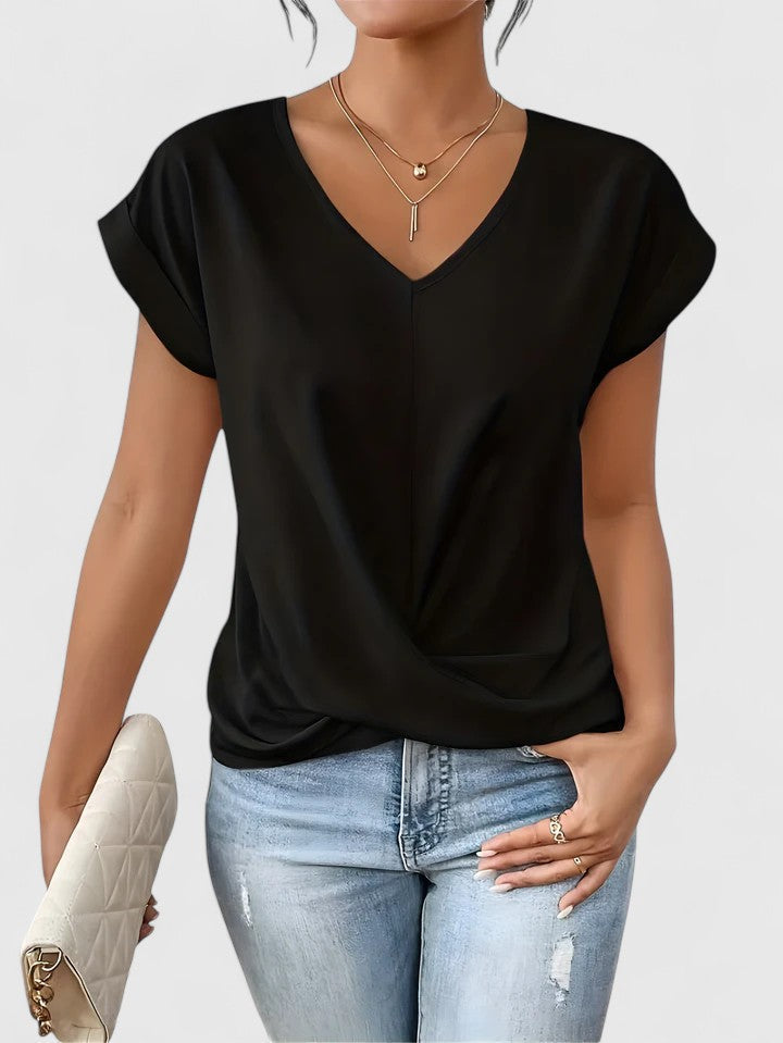 Aldea | Airy Twist-Front V-Neck Fit Top