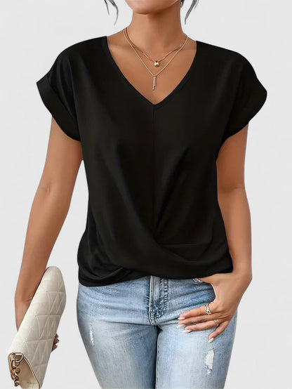 Aldea | Airy Twist-Front V-Neck Fit Top