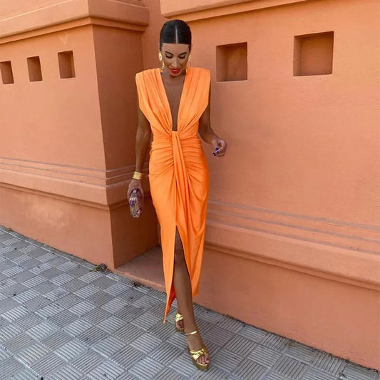 Ambretta | Sun-Soaked Ruched Evening Shape Dress