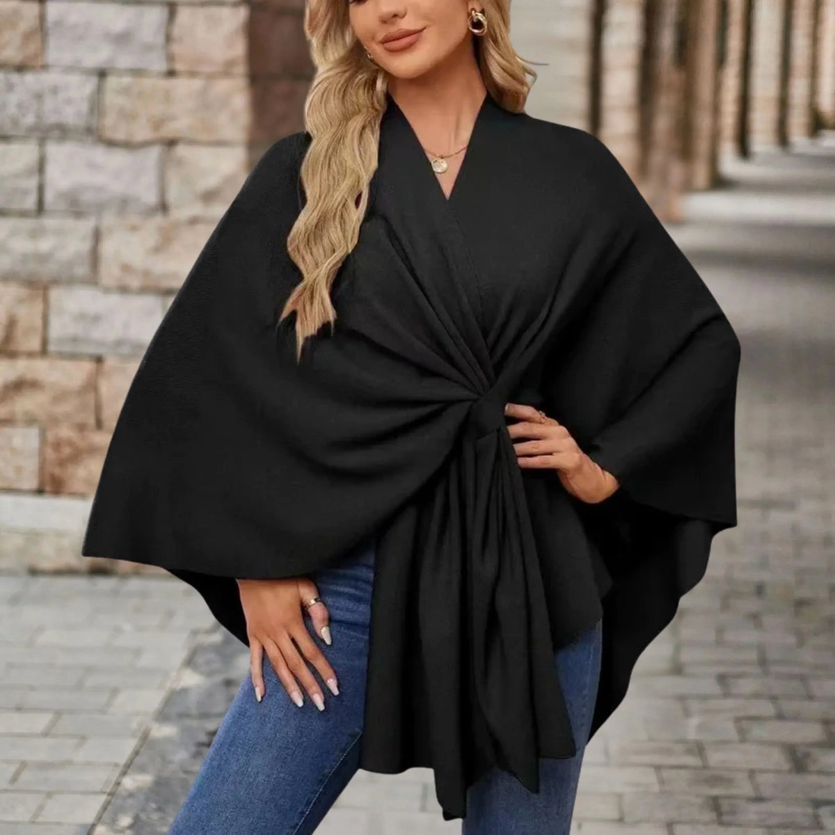 Asela | Layering Draped Statement Warmth Poncho