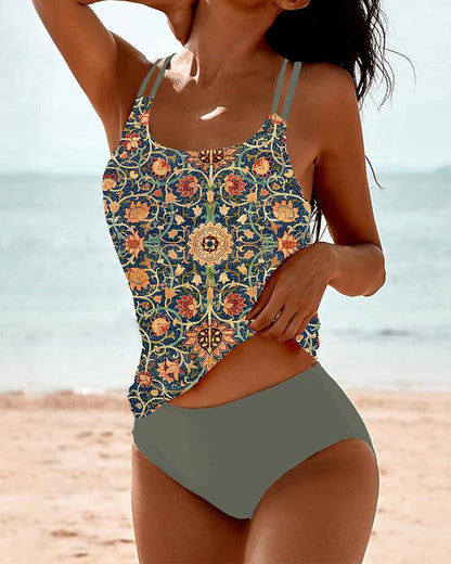 Vespasia | Beach-Ready High-Waist Tropical Fit Tankini