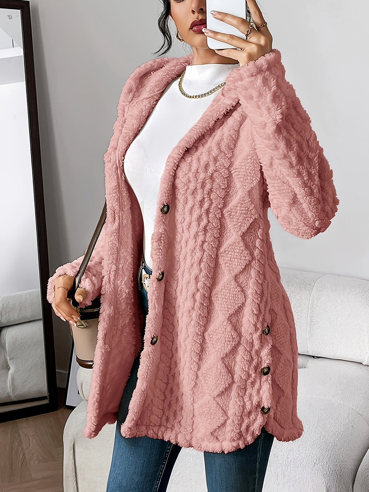Asinda | Transitional Plush Hooded Coziness Cardigan