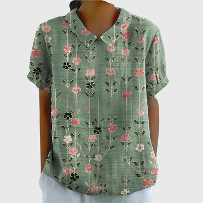 Josalynn | Airy Floral Summer Silhouette Blouse