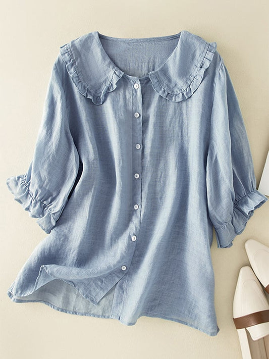 Marisetta | Date-Night Ruffle-Collar Summer Silhouette Shirt