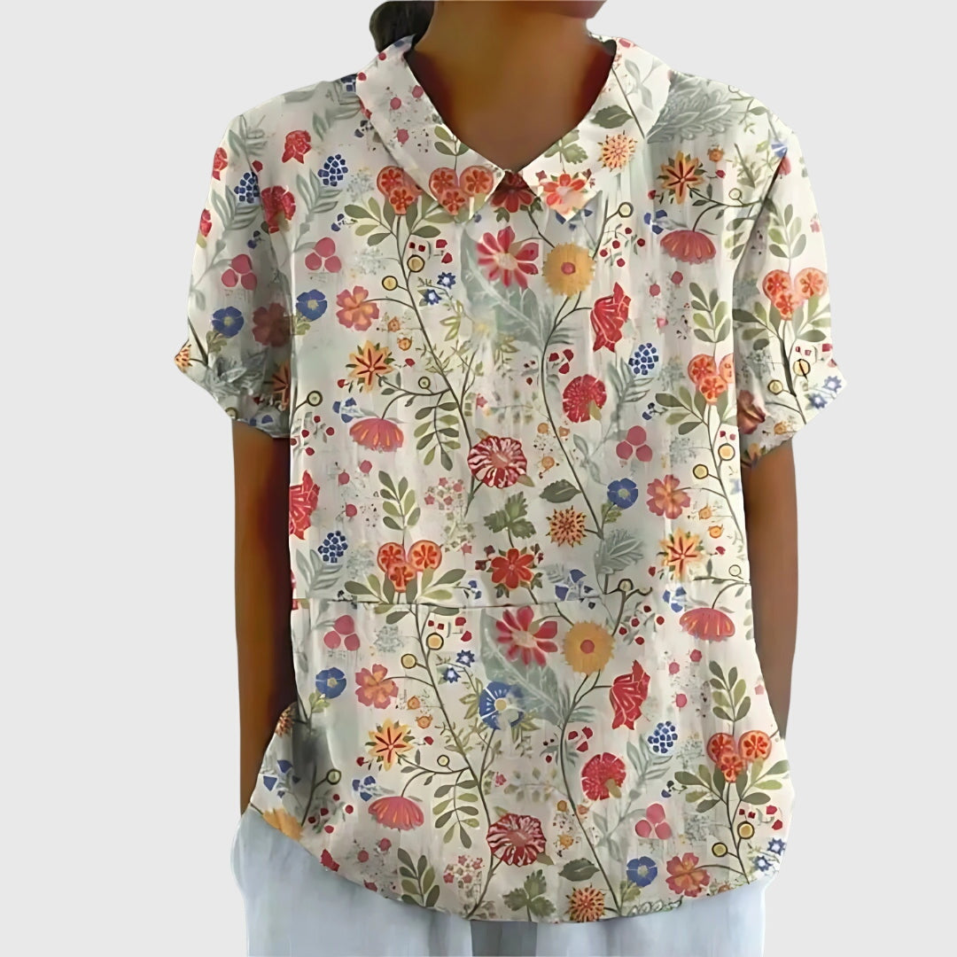Josalynn | Airy Floral Summer Silhouette Blouse