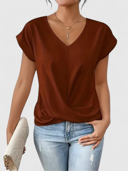 Aldea | Airy Twist-Front V-Neck Fit Top