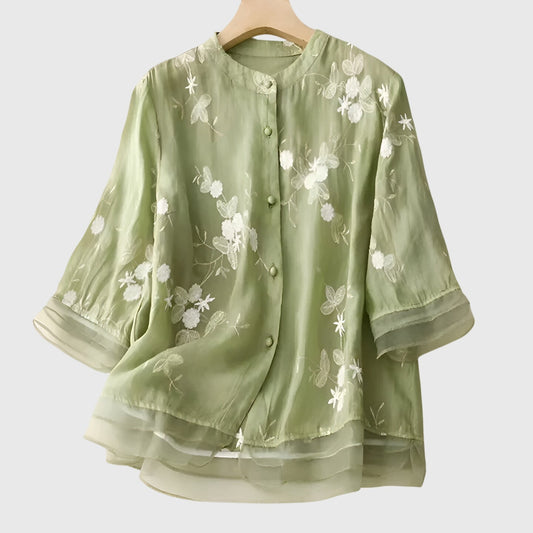 Alexina | Layering Breathable Embroidered Silhouette Top