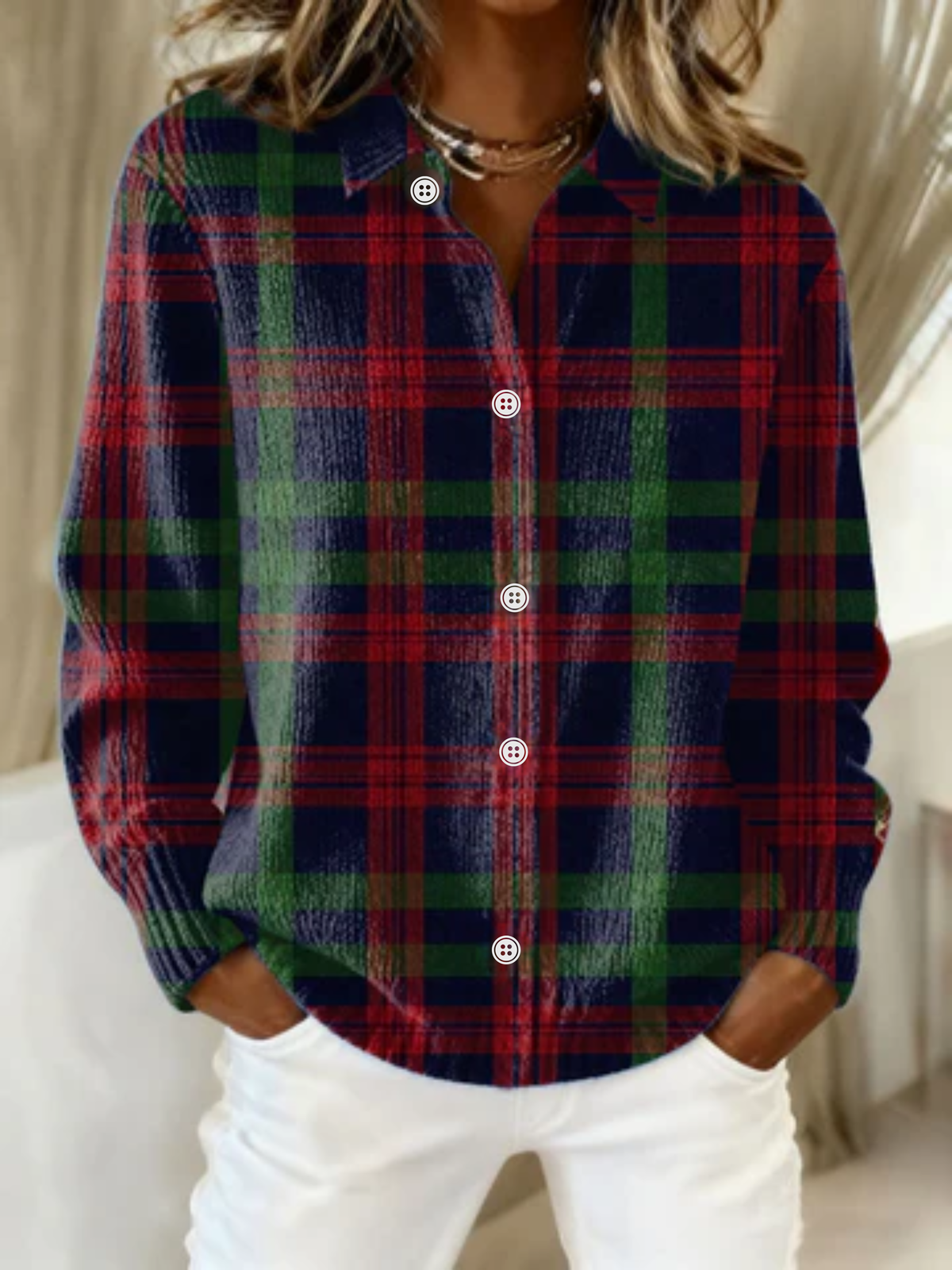 Jacqueline | Everyday Checkered breathable Charm Blouse