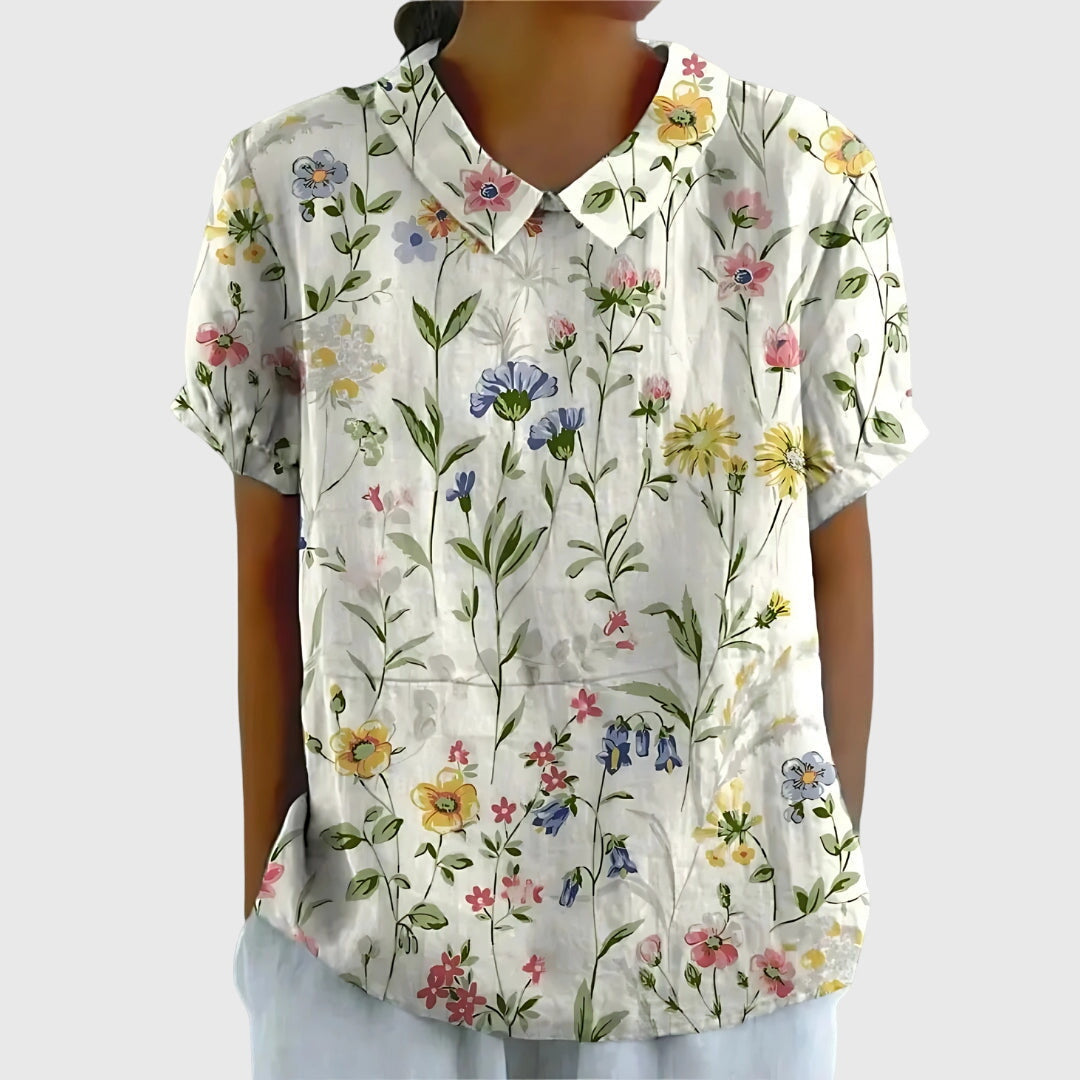 Josalynn | Airy Floral Summer Silhouette Blouse