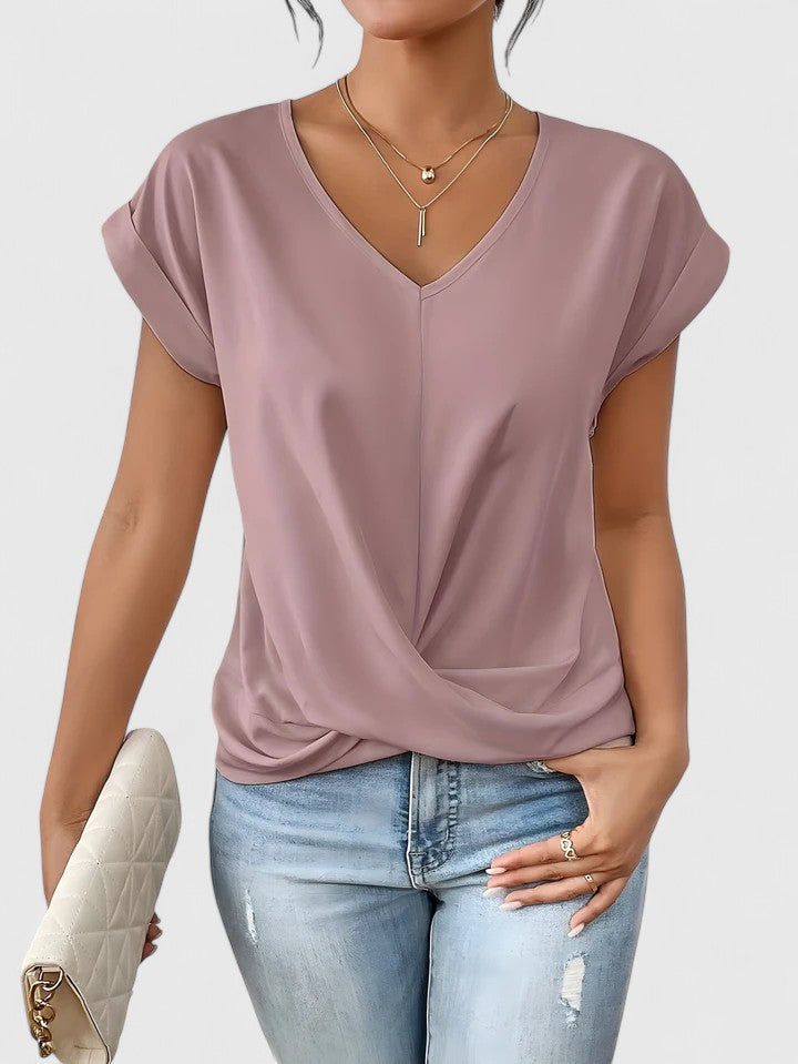 Aldea | Airy Twist-Front V-Neck Fit Top