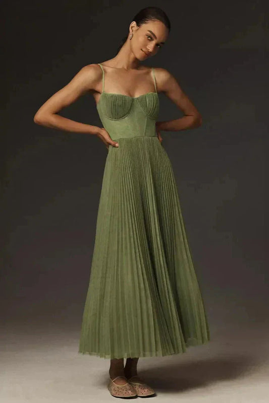 Jana | Warm-Weather Pleated Maxi Fit Dress