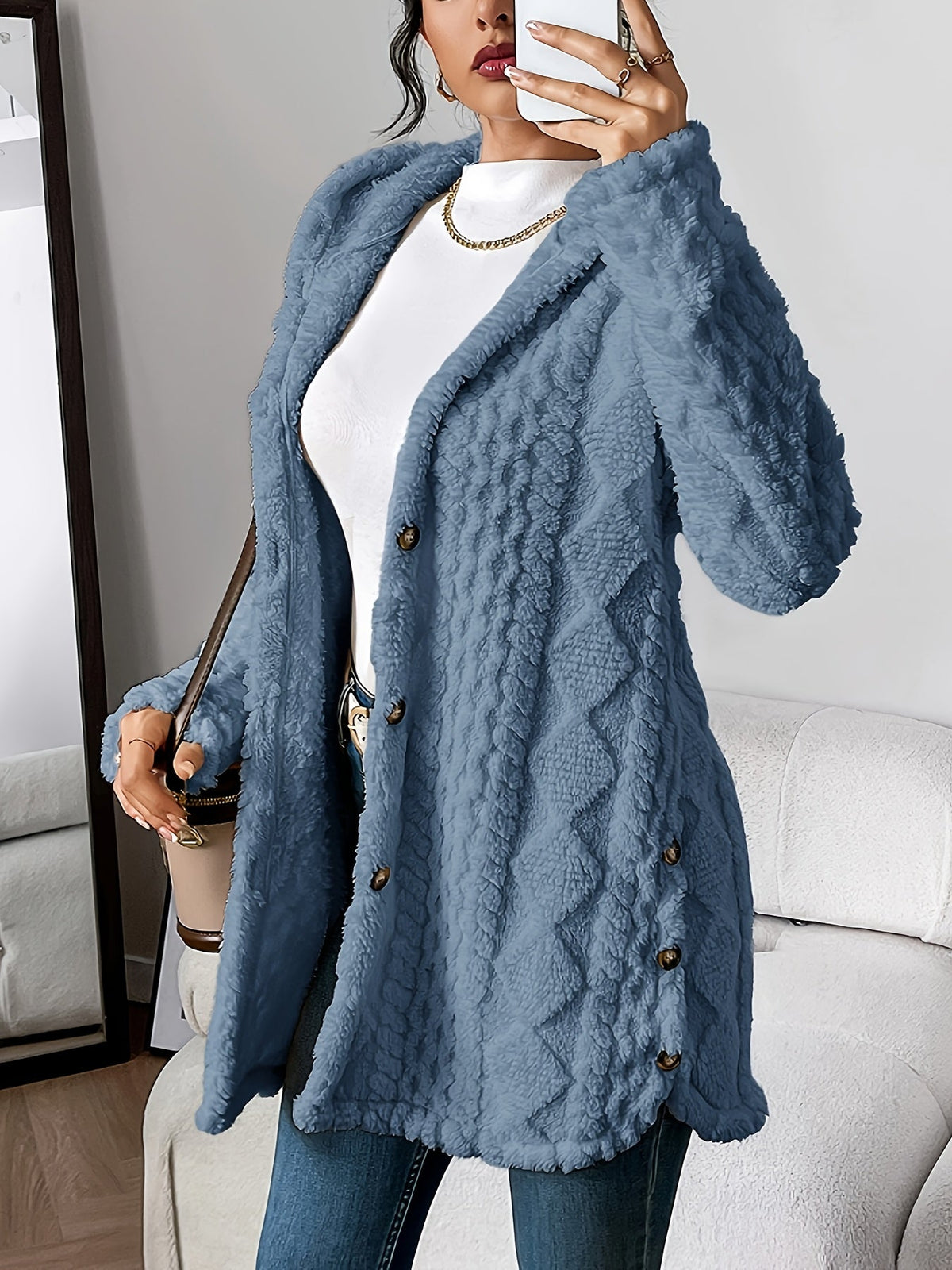 Asinda | Transitional Plush Hooded Coziness Cardigan
