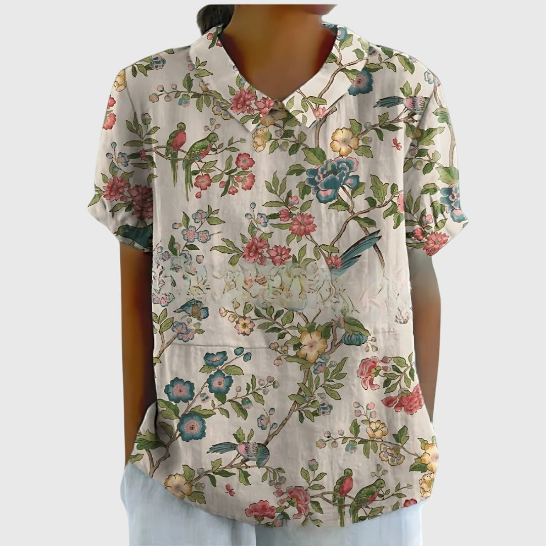 Josalynn | Airy Floral Summer Silhouette Blouse