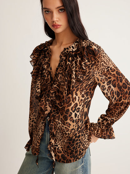 Amabile | Polished Leopard Print Silhouette Blouse