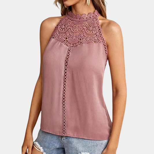 Luna | Lace-Yoke Halter Top