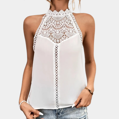 Luna | Lace-Yoke Halter Top