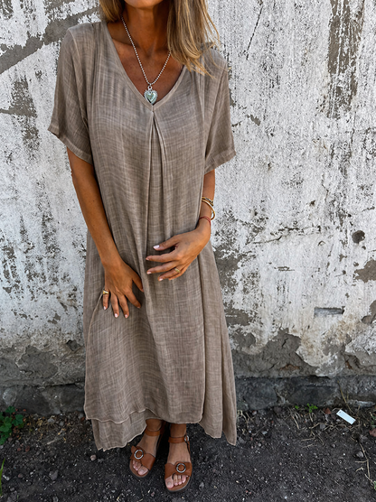 Palmira | Everyday Breathable V-Neck Craftsmanship Dress