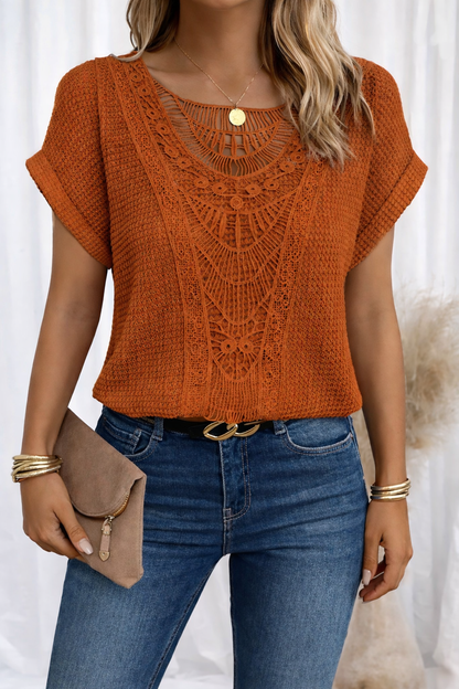 Ariena | Errand-Day Lightweight Lace-Trim Ease Top