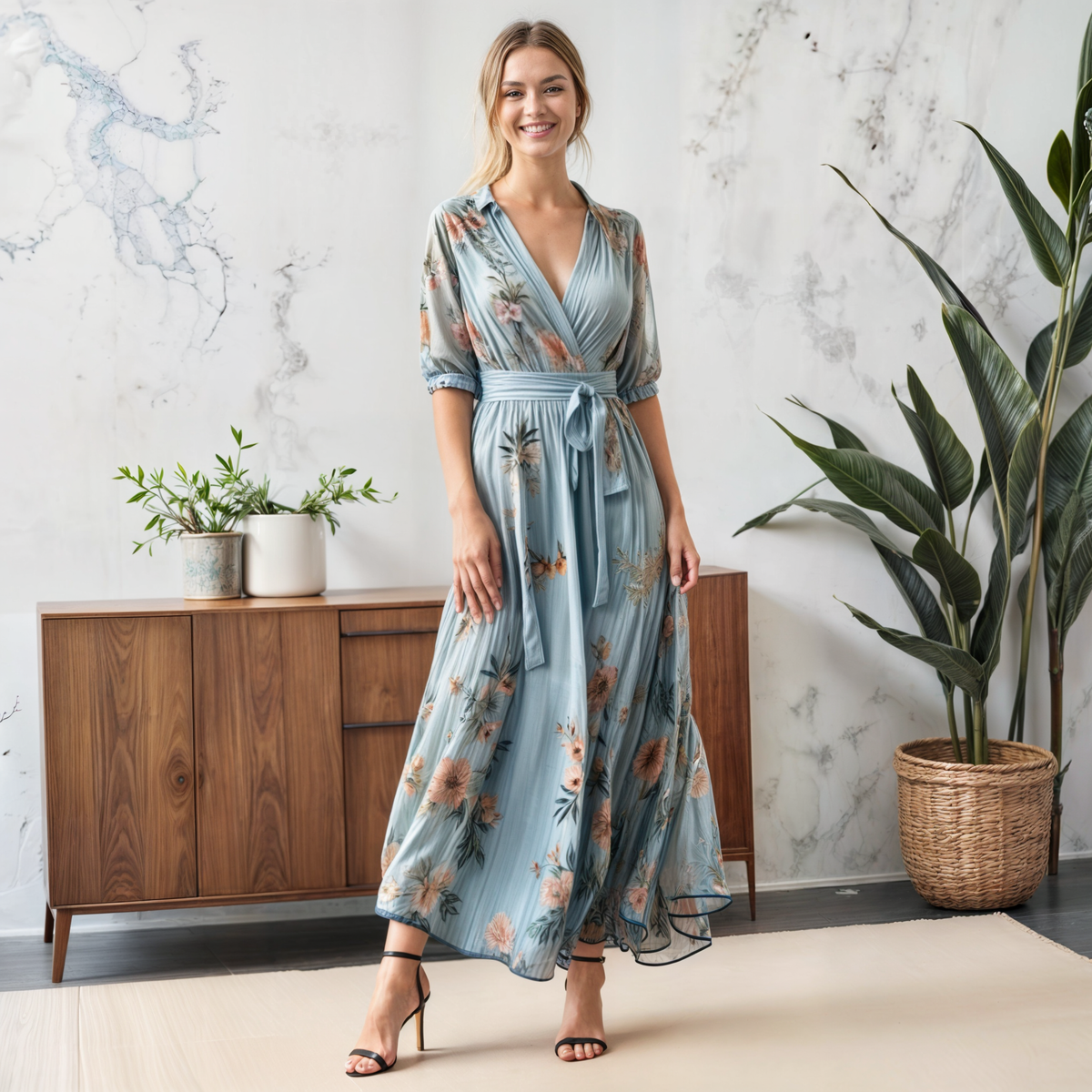 Rosangela | Weekend Flared V-Neck Craftsmanship Dress
