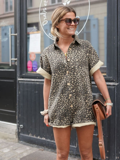 Celia | Effortless Leopard Print Silhouette Romper