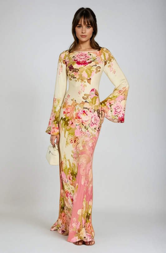 Aurelie | Floral Bell Sleeve Maxi Dress