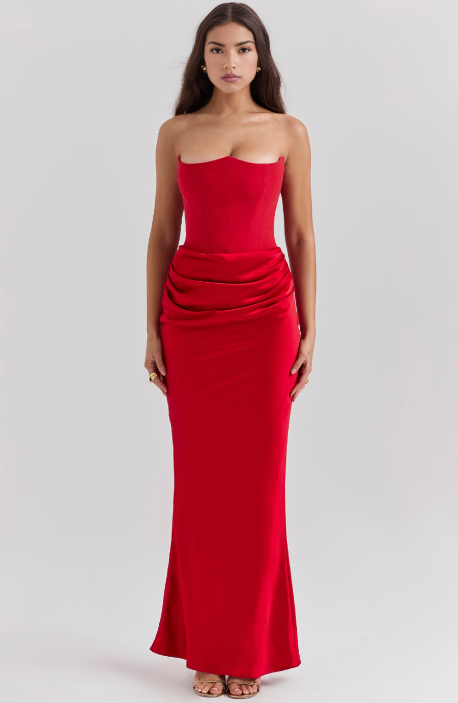 Brigitte | Effortless Strapless Bodycon Drape Dress