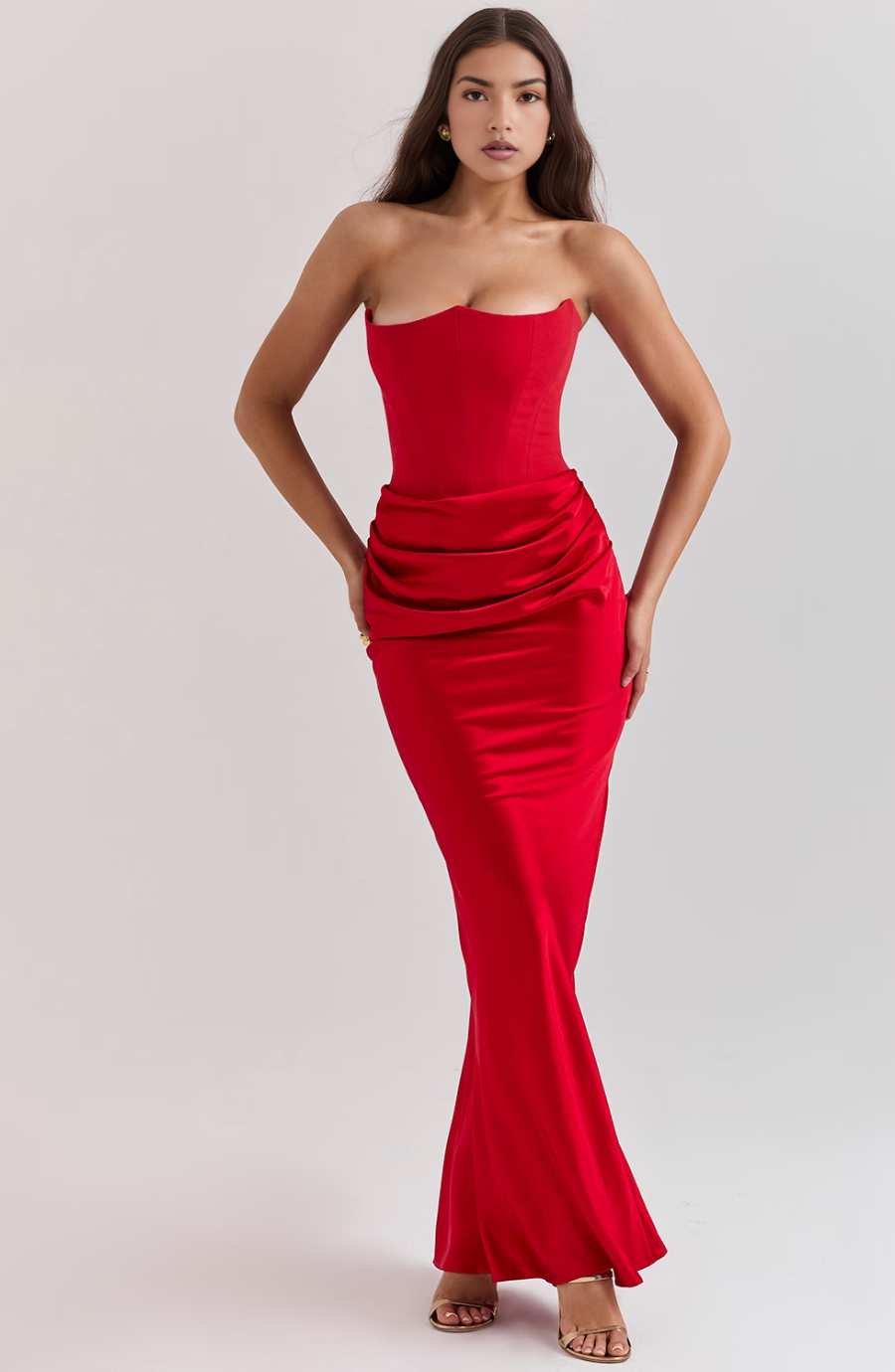 Brigitte | Effortless Strapless Bodycon Drape Dress