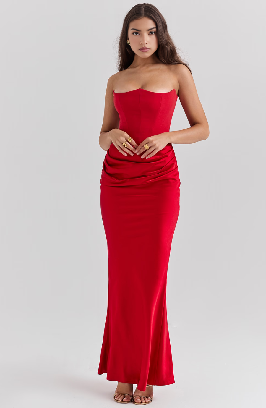 Brigitte | Effortless Strapless Bodycon Drape Dress