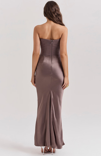 Brigitte | Effortless Strapless Bodycon Drape Dress