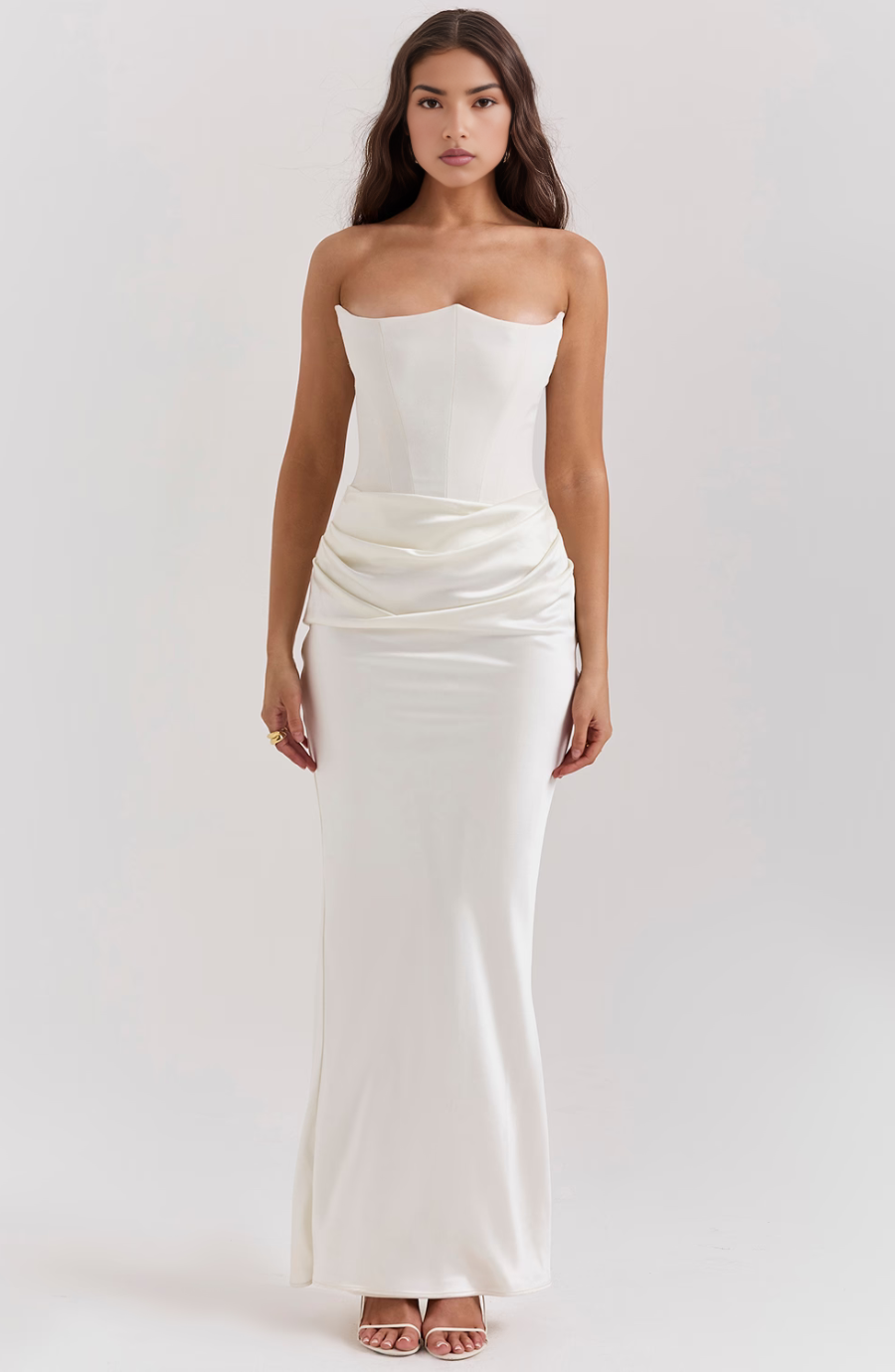Brigitte | Effortless Strapless Bodycon Drape Dress