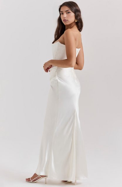 Brigitte | Effortless Strapless Bodycon Drape Dress