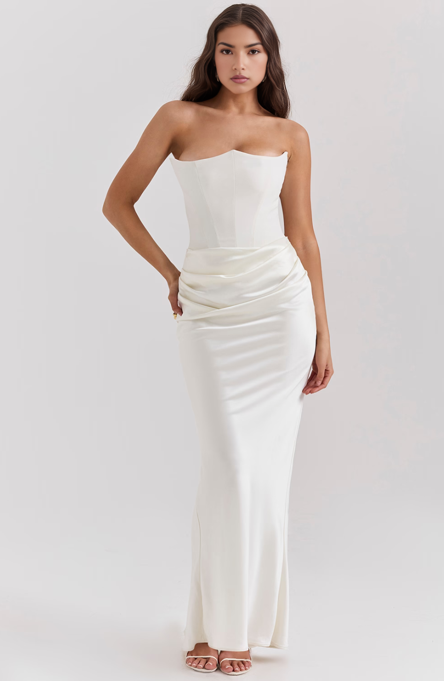 Brigitte | Effortless Strapless Bodycon Drape Dress