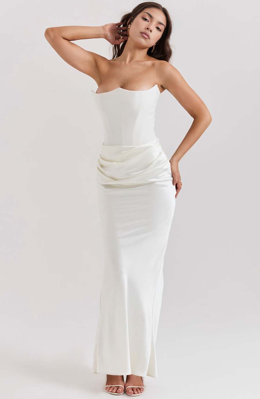 Brigitte | Effortless Strapless Bodycon Drape Dress