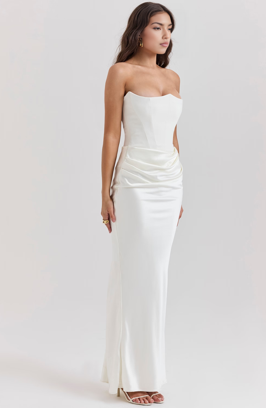 Brigitte | Effortless Strapless Bodycon Drape Dress