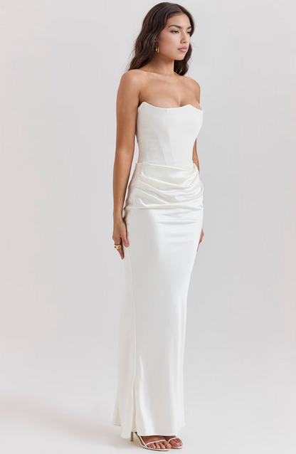 Brigitte | Effortless Strapless Bodycon Drape Dress
